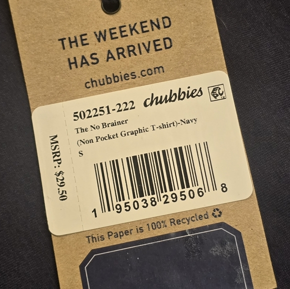 Chubbies Navy Tee Men's Small Sky's Out Thighs Out - Picture 2 of 5